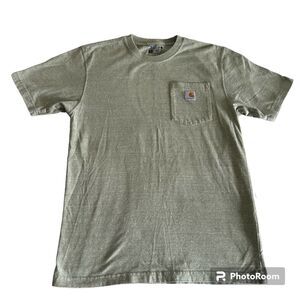 Carhart Men's Pocket T-Shirt Loose Fit Small Green Short Sleeve Heavyweight